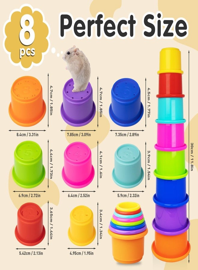Iffitya 8 Pcs Colorful Stacking Cups for Rabbits, Colorful Bunny Cups for Rabbits and Small Animals, Nesting Rabbit Cups of Different Sizes, Bunny Stacking Cups for Hiding Food and Playing - Image 2