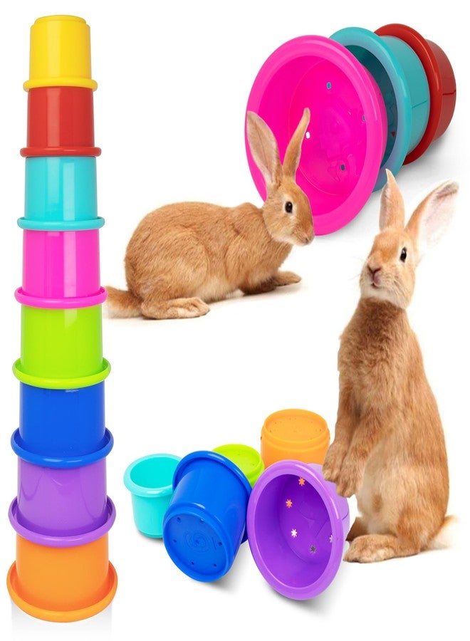 Iffitya 8 Pcs Colorful Stacking Cups for Rabbits, Colorful Bunny Cups for Rabbits and Small Animals, Nesting Rabbit Cups of Different Sizes, Bunny Stacking Cups for Hiding Food and Playing - Image 1