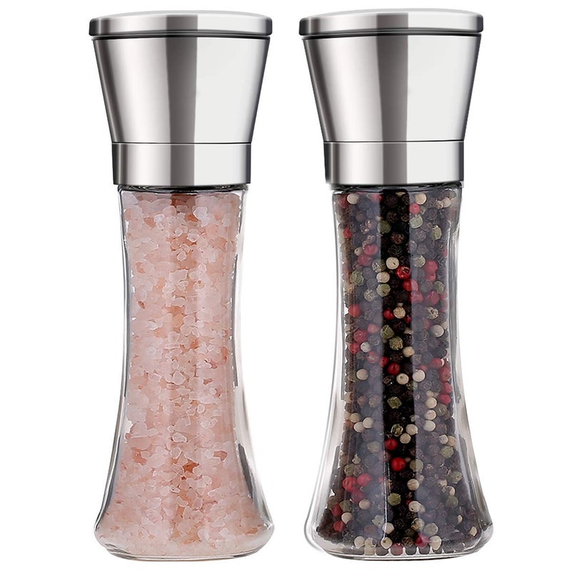 FYCAN Salt and Pepper Grinder Set Best Copper Stainless Steel Mill for Home Chef Handy Magnetic Lids Smooth Ceramic Spice Grinders with Easy Adjustable - Image 2