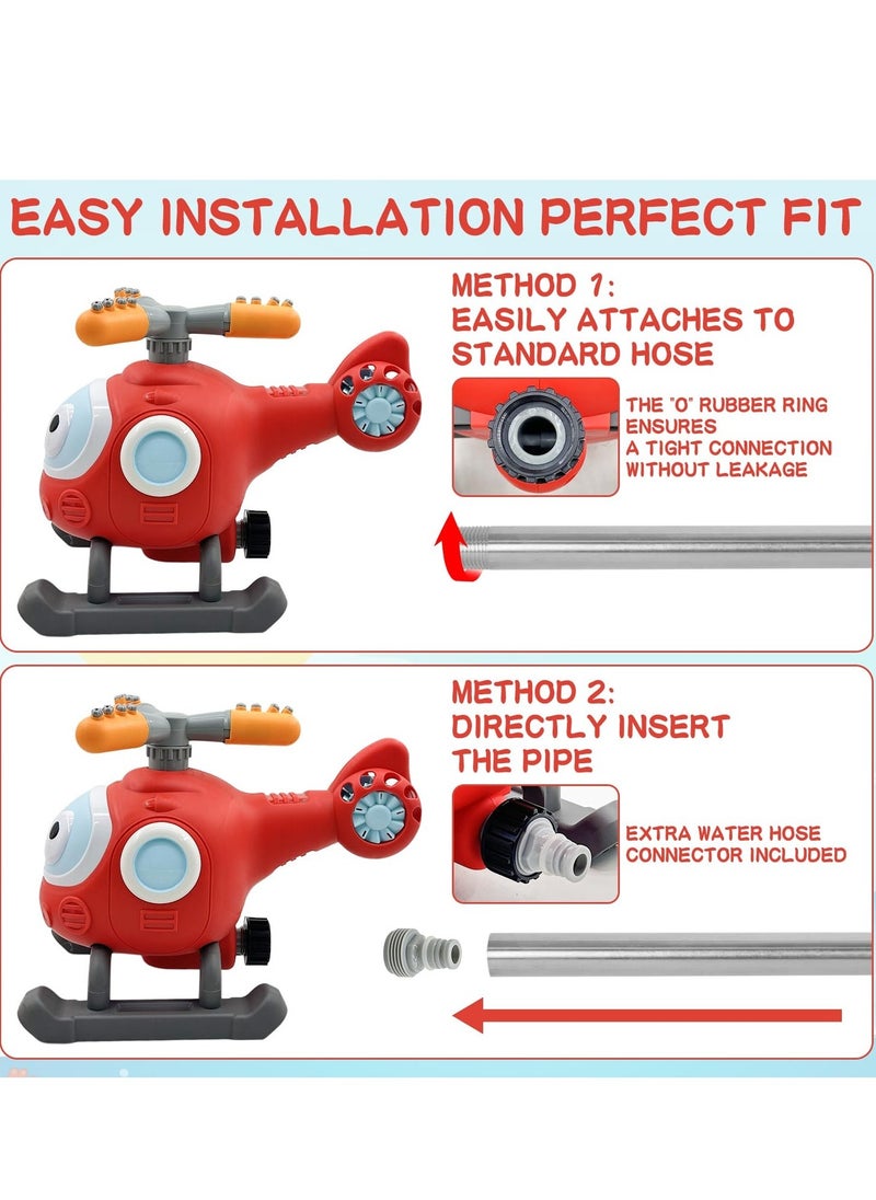 SYOSI - Outdoor Water Spray Sprinklers, 2 in 1 T Ball Set for Kids and Toddlers, Backyard Spinning Airplane Sprinkler Toy Tee Ball Game, Sprays Up to 8ft High Attaches to Garden Hose - Image 1