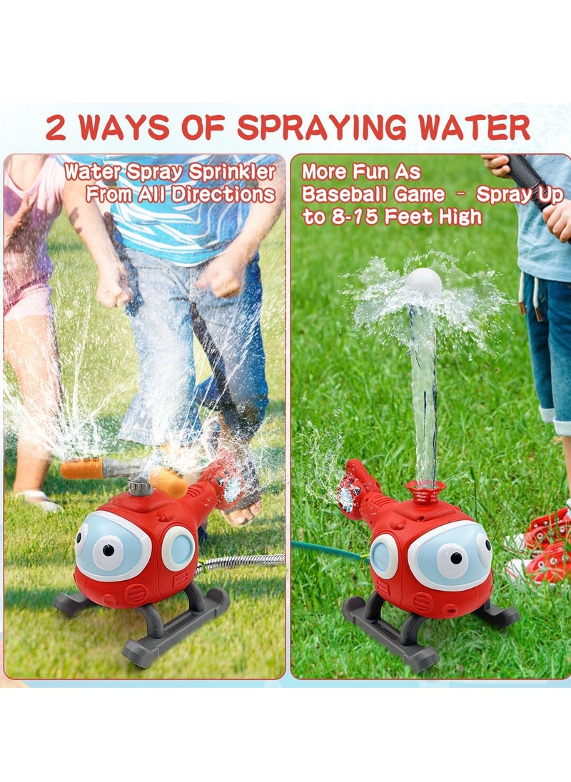 SYOSI - Outdoor Water Spray Sprinklers, 2 in 1 T Ball Set for Kids and Toddlers, Backyard Spinning Airplane Sprinkler Toy Tee Ball Game, Sprays Up to 8ft High Attaches to Garden Hose - Image 1