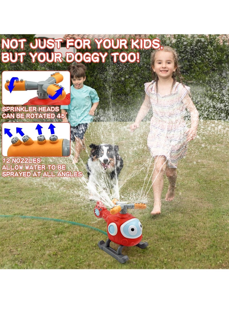 SYOSI - Outdoor Water Spray Sprinklers, 2 in 1 T Ball Set for Kids and Toddlers, Backyard Spinning Airplane Sprinkler Toy Tee Ball Game, Sprays Up to 8ft High Attaches to Garden Hose - Image 1
