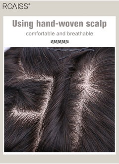 roaiss Men's Hair Toupee, Natural Black Hair Pieces Short Wig Real Human Hair Topper for Male for Covering White or Loss Hair, Hand-made Hair Extensions Daily Wear  - Image 4