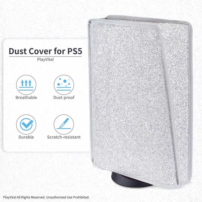 غطاء عمودي مقاوم للغبار لوحدة تحكم PS5، بلون فضي لامع. - Image 3