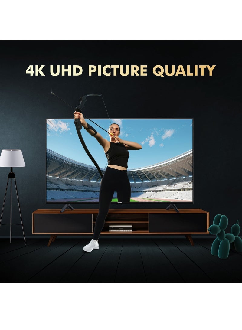اس بي جي تلفزيون SPJ الذكي LED بنظام أندرويد بدقة 4K UHD مقاس 50 بوصة، شاشة HDR، واي فاي، جهاز تحكم عن بعد للتحكم الصوتي، منافذ HDMI وUSB، نتفليكس، يوتيوب، وجوجل بلاي، أسود - Image 3