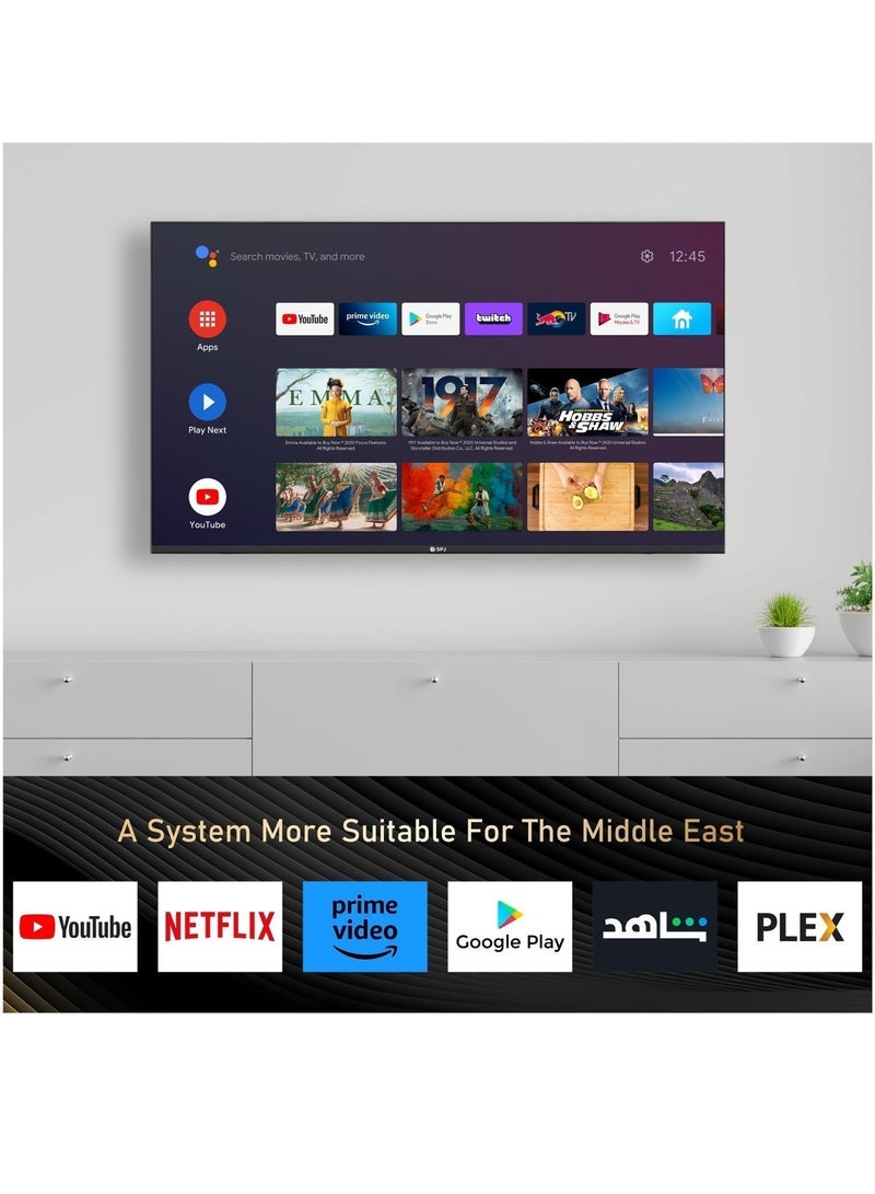 SPJ 50 Inch 4K UHD Smart Android LED TV, HDR Display, WiFi, Voice Control Remote, HDMI & USB Ports, Netflix, YouTube & Google Play, Black - Image 3