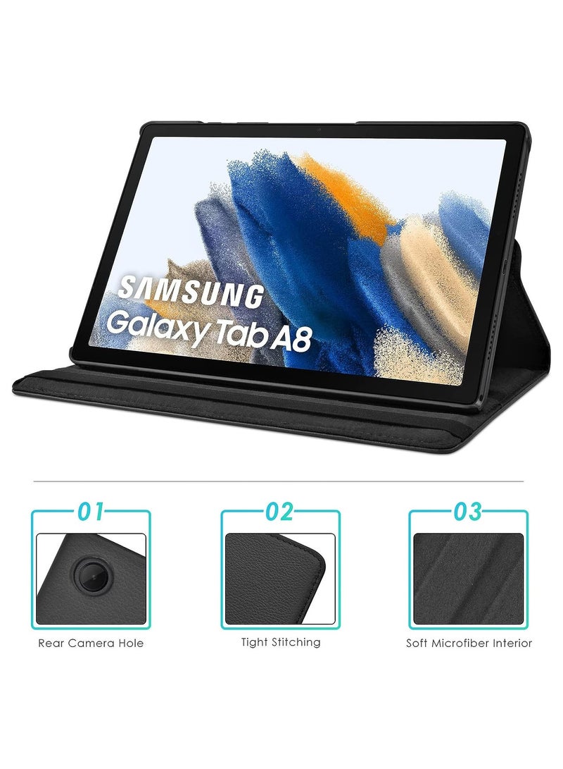 ELTRAZONE حافظة متوافقة مع Galaxy Tab A8 10.5" (SM-X200/X205/X207)، حافظة Galaxy Tab A8 بحجم 10.5 بوصة، حافظة جلدية قابلة للدوران 360° مع وظيفة النوم/الاستيقاظ التلقائي (أسود) - Image 5