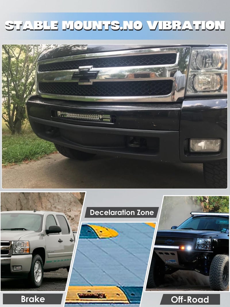 ADTOPI Lower Bumper Insert Light Bar Mount Bracket, Steel Front Hidden Lower Bumper Mount Bracket for 22 inch LED Light Bar Compatible with 2007-2013 Chevy Silverado 1500 and 2007-2010 Silverado 2500 - Image 2