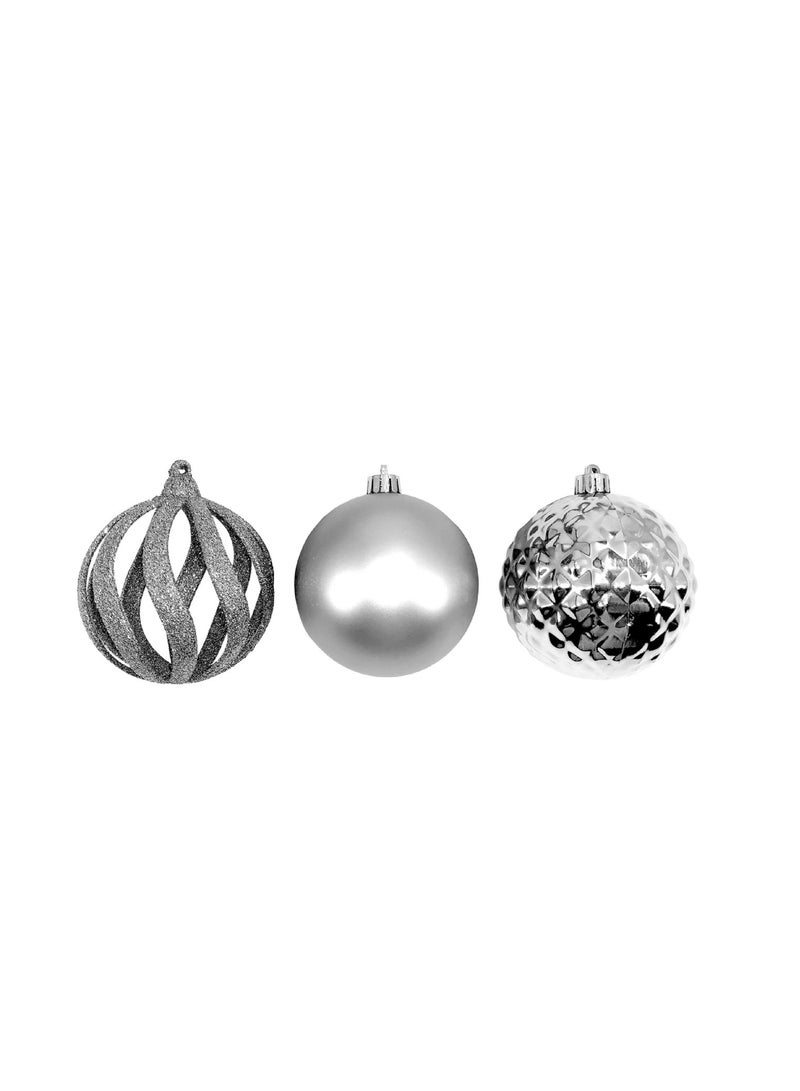 CHRISTMAS MAGIC Christmas Baubles Silver 8cm 9Pcs/Box - Image 1