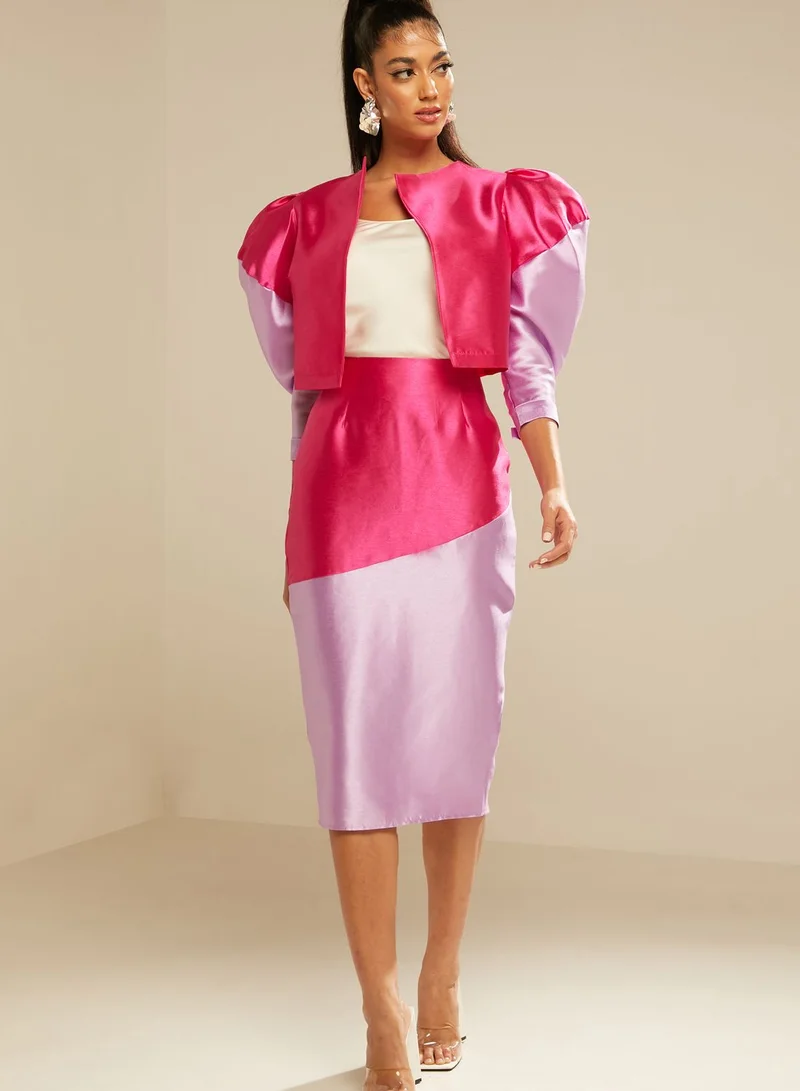 Namshi x Judi Dalati 11:11 Colourblock High Waist Skirt