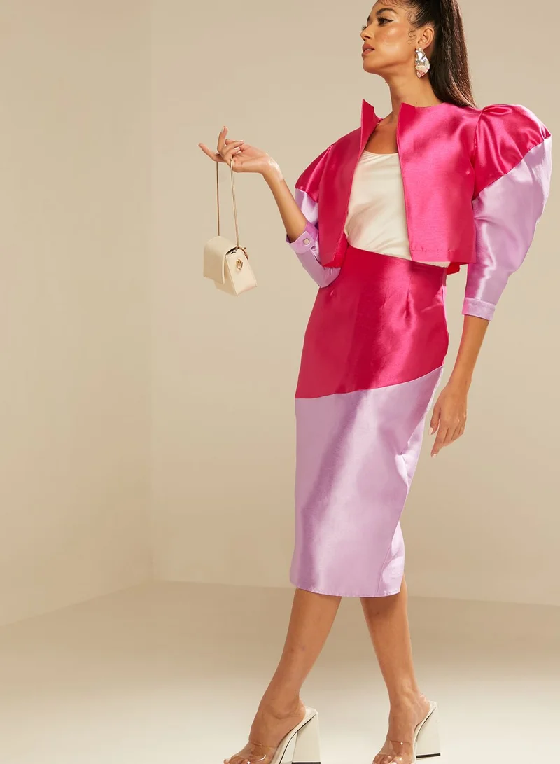 Namshi x Judi Dalati 11:11 Colourblock High Waist Skirt