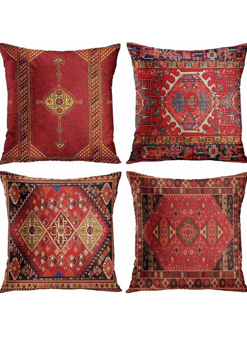Retro bohemian design pillowcases 4 pcs without filling - Image 1