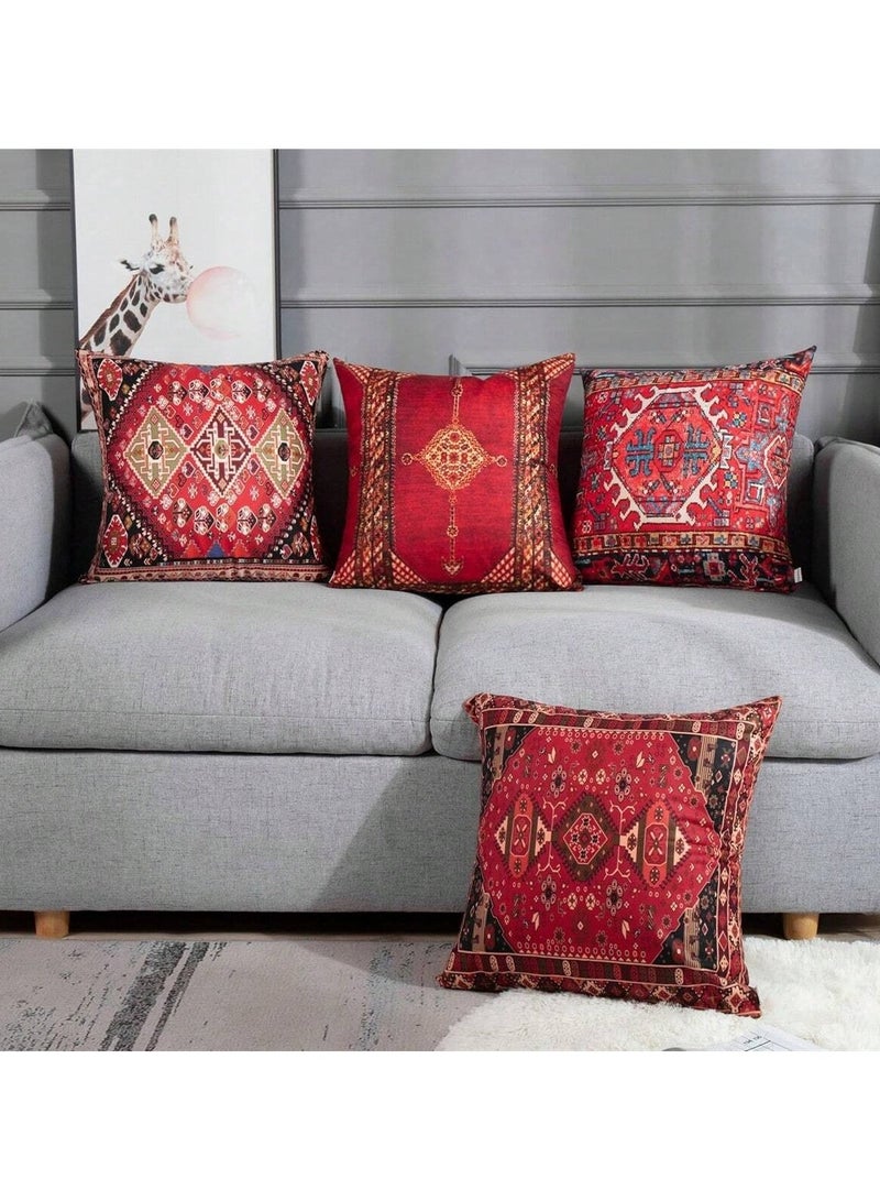 Retro bohemian design pillowcases 4 pcs without filling - Image 3