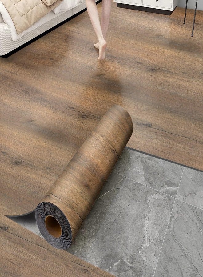 Chejiaye Luxury Thicken Wood Grain Peel and Stick Floor Tiles 17.72" x 118"Self-Adhesive Vinyl Flooring Roll-DIY Easy for Wall and Floor,Hard Surface/Waterproof/Anti Slip/Anti Dent(Brown 14.5 Sq.Ft.) - Image 1
