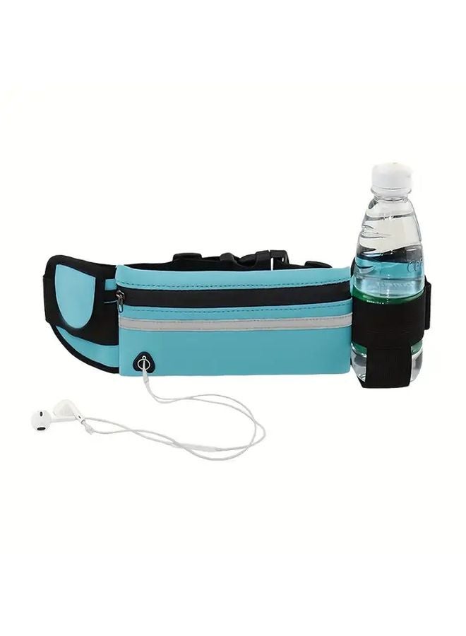 Blue Reflective Running Waist Pack With Phone Pocket Anti Shake Water Bottle Holder Adjustable Belt - Image 1