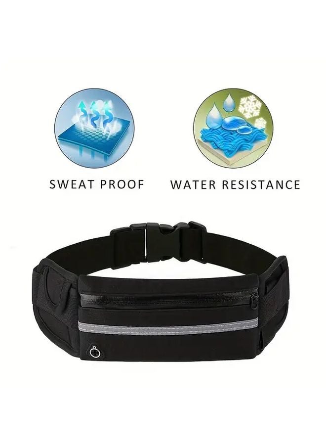 Blue Reflective Running Waist Pack With Phone Pocket Anti Shake Water Bottle Holder Adjustable Belt - Image 3