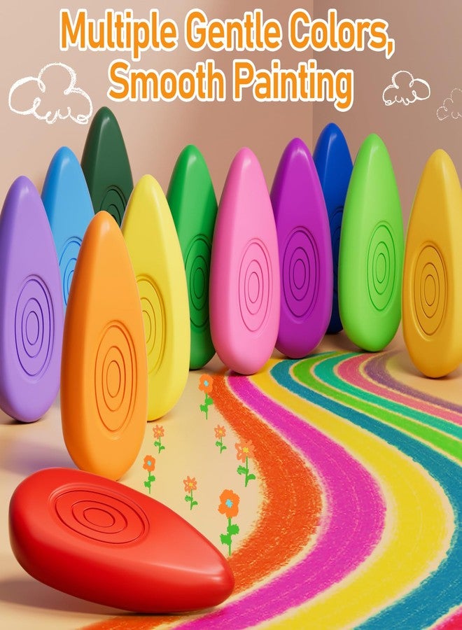 Four Candies Crayons for Kids 12 Colors, Non Toxic Washable Crayons for Toddlers 1-3, Unbreakable Easy-Grip Water-Drop Shape for Little Hands, Art Supplies for Kids Toddlers Coloring Gift - Image 2