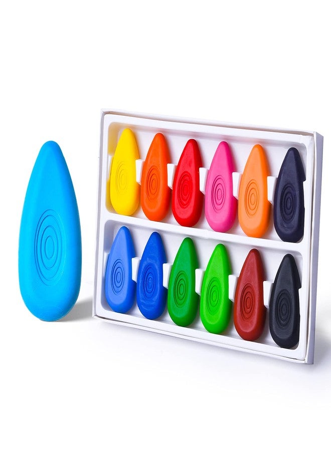 Four Candies Crayons for Kids 12 Colors, Non Toxic Washable Crayons for Toddlers 1-3, Unbreakable Easy-Grip Water-Drop Shape for Little Hands, Art Supplies for Kids Toddlers Coloring Gift - Image 1