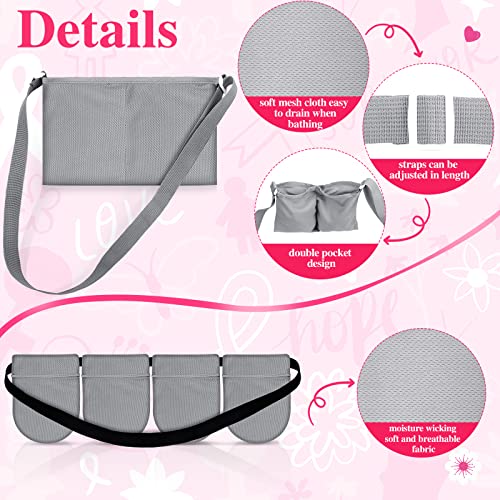 Jutom Mastectomy Drainage Holder with 4 Pouch Shower Bag Adjustable Drain Holder After Tummy Tuck Quick Dry Stretchy Handy for Mastectomy Recovery Breast Augmentation Reduction for Patient Care Kit (Gray) - Image 3