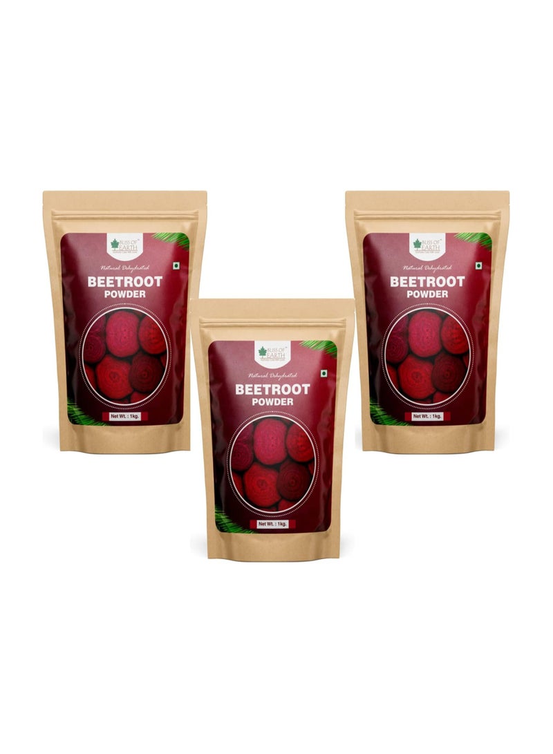 Bliss of Earth 1KG Beetroot Powder For Juice Eating Face Skin Whitening, Natural Dehydrated Chukundar Powder Pack of 3 - Image 1