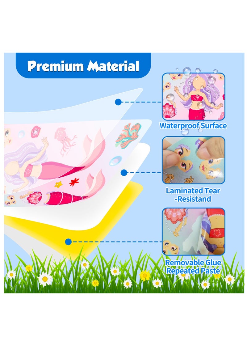 6pcs children mermaid princess DIY puzzle hand ledger puzzle cartoon stickers , make your own stickers for kids birthday party favor supplies, skateboard laptop computer helmet bottle stickers - Image 4