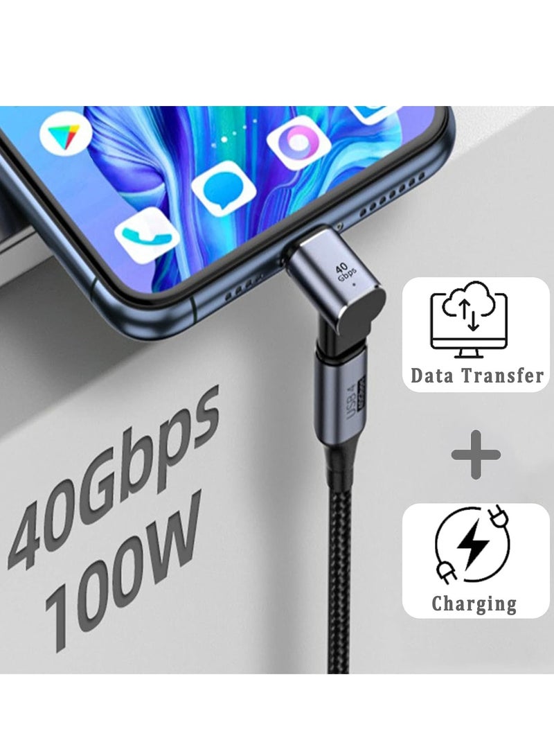 USB C Adapter (4 Pack), USB C to USB C Right Angle Adapter Support up to 40 Gbps Data, 100W PD, 8K 60Hz Video Compatible for Thunderbolt 4 MacBook Pro/Air, Steam Deck, Switch, VR & More USB C Devices