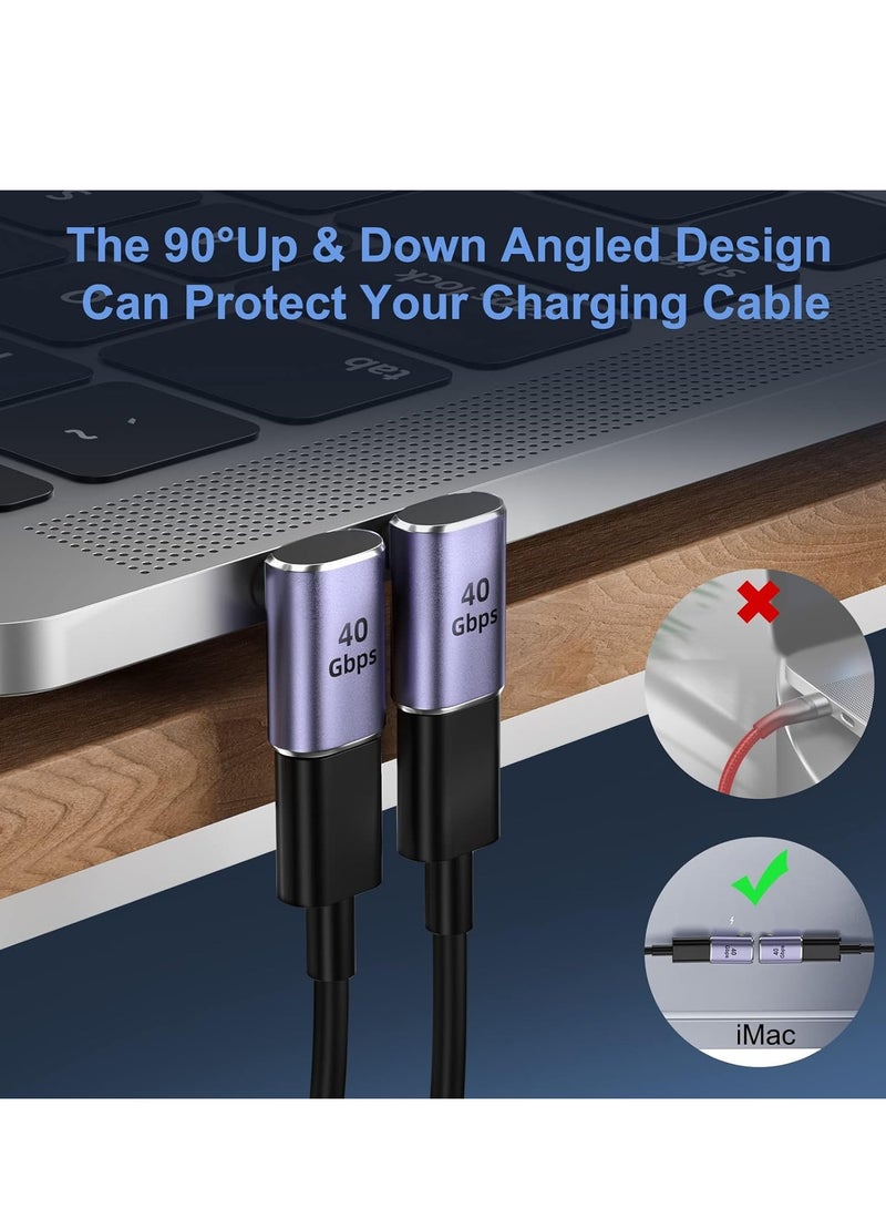 USB C Adapter (4 Pack), USB C to USB C Right Angle Adapter Support up to 40 Gbps Data, 100W PD, 8K 60Hz Video Compatible for Thunderbolt 4 MacBook Pro/Air, Steam Deck, Switch, VR & More USB C Devices