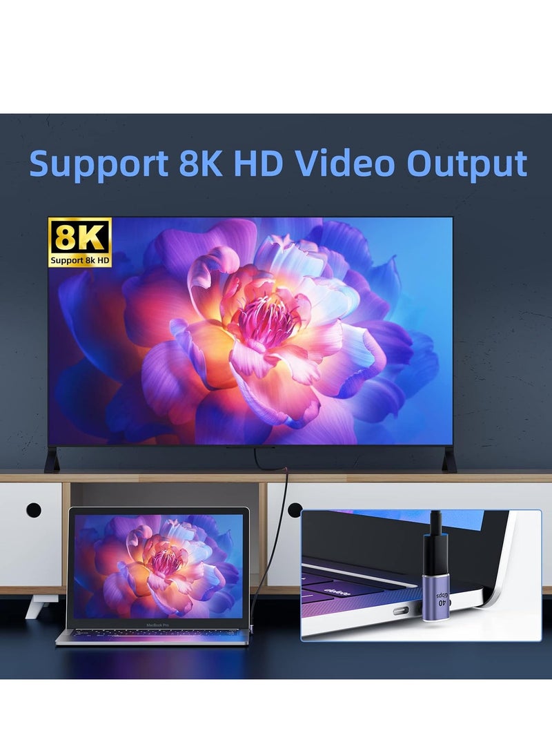 USB C Adapter (4 Pack), USB C to USB C Right Angle Adapter Support up to 40 Gbps Data, 100W PD, 8K 60Hz Video Compatible for Thunderbolt 4 MacBook Pro/Air, Steam Deck, Switch, VR & More USB C Devices