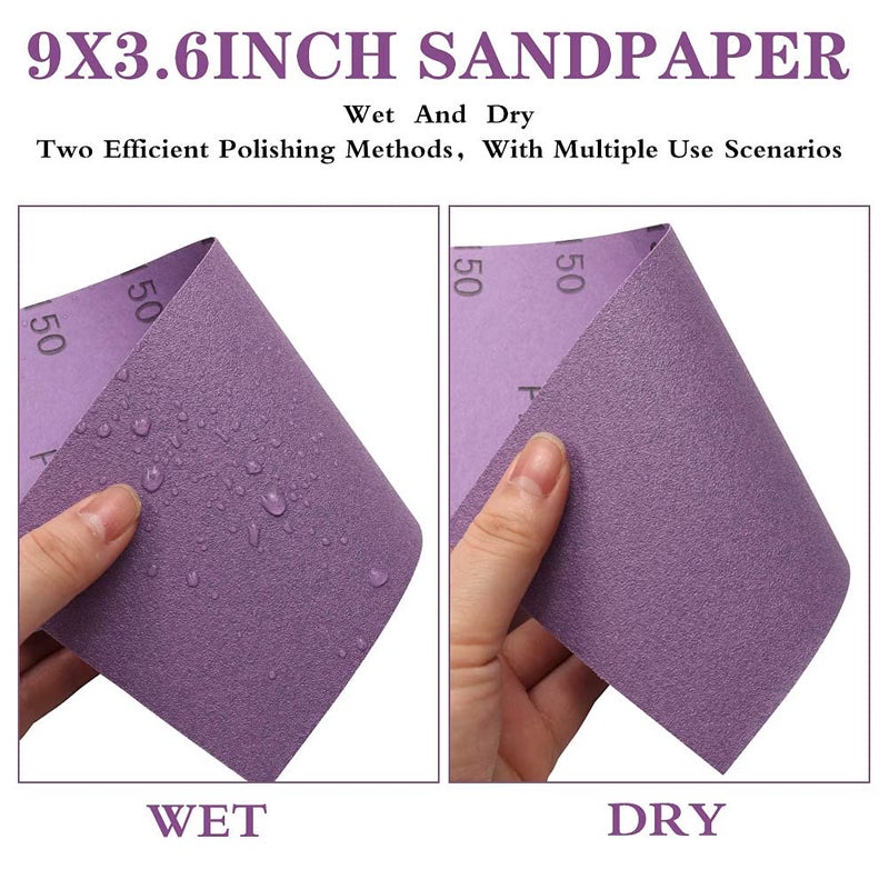 MAXMAN Sandpaper 220 Grit,Wet Dry Sanding Sheets,High Performance Ceramic Abrasive Sand Paper for Wood Furniture Finishing,Metal Grinding,Automotive Polishing,9 x 3.6 Inch,25-Pack - Image 3