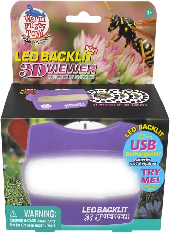 WARM FUZZY Toys LED Backlit 3D Viewer - (Insects) - New 2025 USB-C Rechargeable Slide Viewer for Kids & Adults Includes 3 Reels with 21 HD 3D Images - Patent-Pending Retro Toy, No Light Source Needed - Image 2