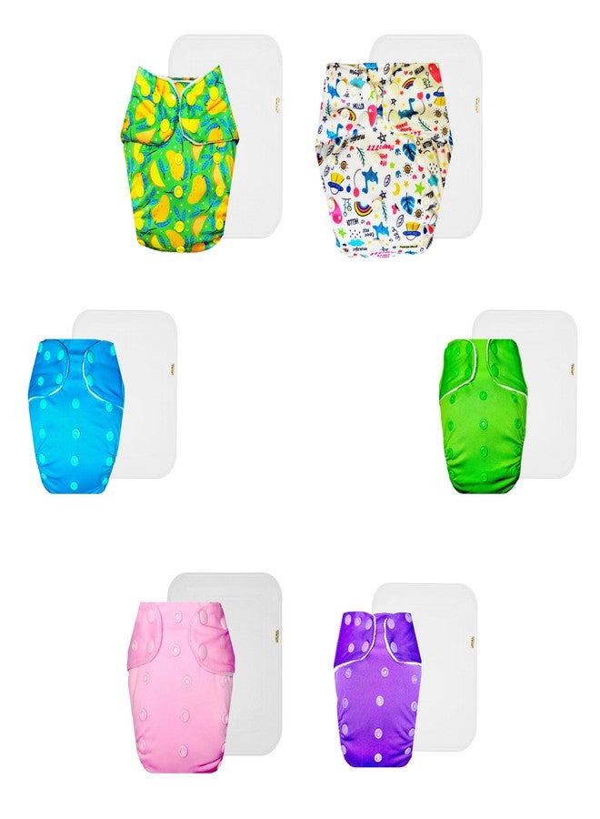 Dumbledo Premium Cloth Diaper with Cotton Insert (Pack of 6) | Dry Feel and Comfortable | Reusable & Washable | Travel Friendly | Perfect for Indian Summers | 3 Months - 3 Years | Unisex Baby - Image 1