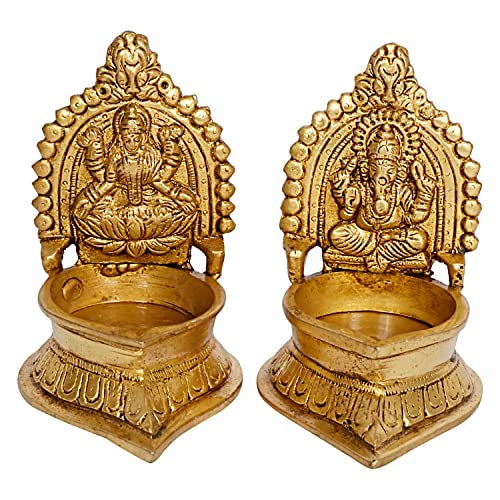 Artvarko Laxmi Ganesha Lakshmi Ganesh Diya for Pooja Diwali Decoration for Home Office Temple Decor Gift (Size:-5.5 X 4 X 4.5 Inch) - Image 2
