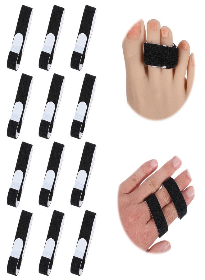 Alrhso Buddy Tape Finger Straps, 12 Pcs Finger Buddy Straps with Liner, Hook and Loop Fingers Splint for Fingers Toe Support - Image 1
