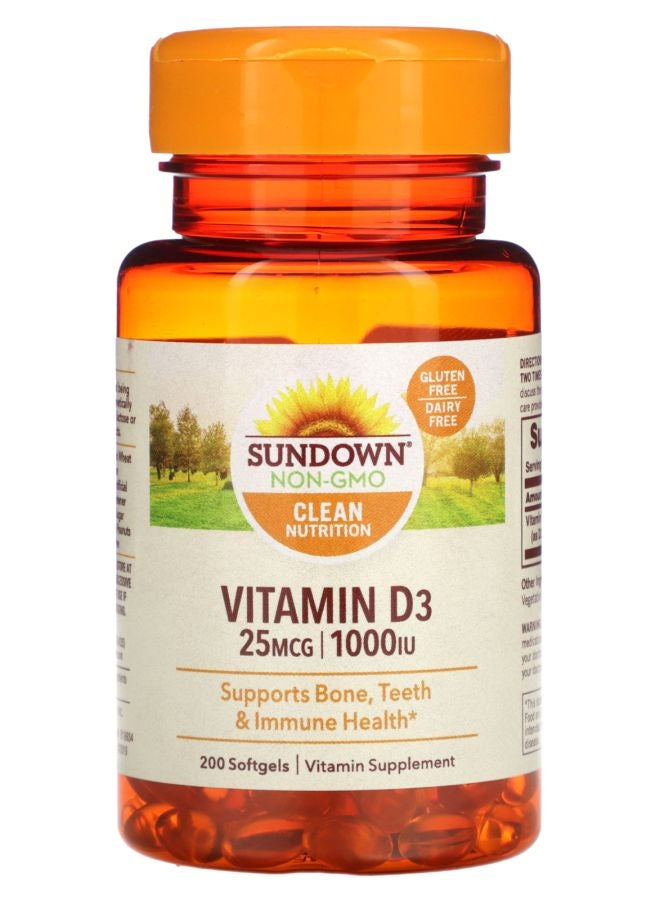 Vitamin D3 25 mcg (1000 IU) 200 Softgels