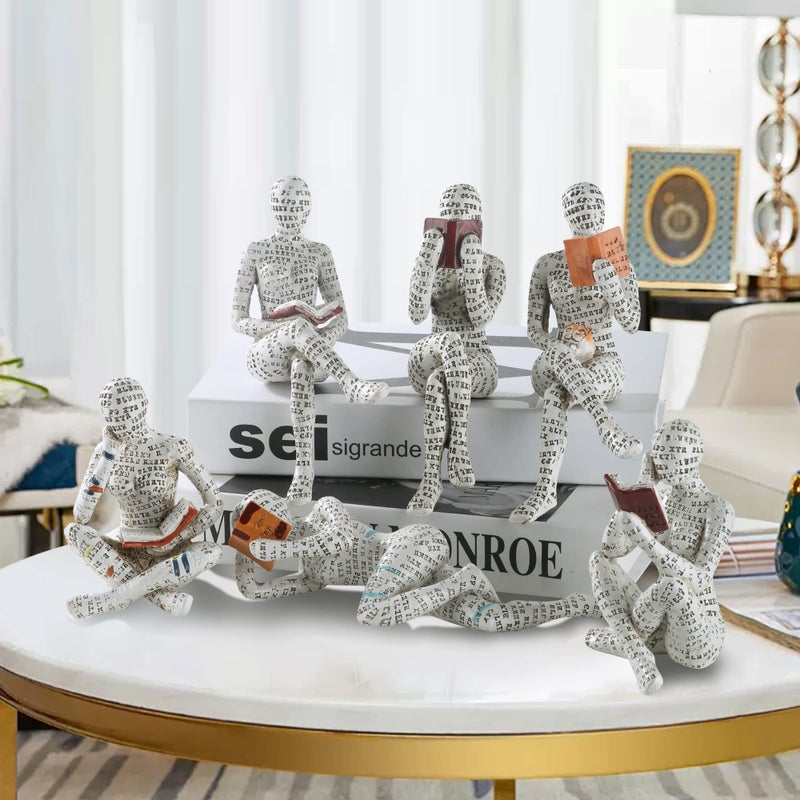GRAPMKTG Home Decor Pulp Reading Women Thinker Statue Aesthetic Sculpture Room Decor Modern Abstract Decoration on Shelf Table Desk for Living Room Office Bedroom C - Image 2
