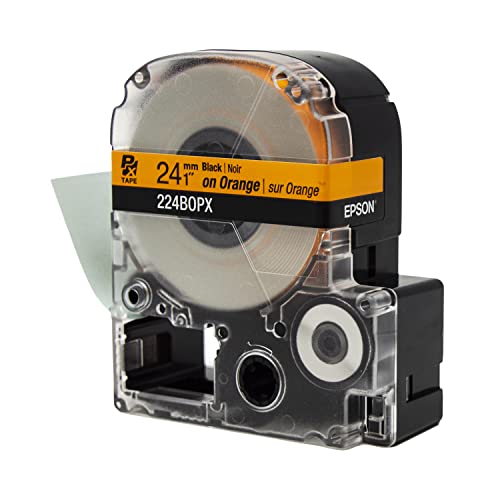 LABELWORKS Epson LABELWORKS 224BOPX Genuine PET (Polyester) Tape Cartridge - Black on Orange Label Maker Tape - 1" (24MM) Wide, 30' - Image 3