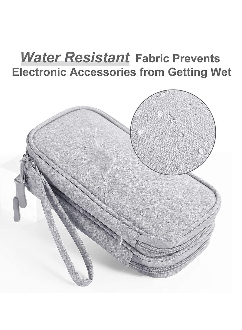 SYOSI Small Electronic Organizer Cable Bag, Travel Portable Electronic Accessories Storage Bag Soft Carrying Case Pouch for Hard Drive, Cord, Charger, Earphone, USB, SD Card Light Grey - Image 3