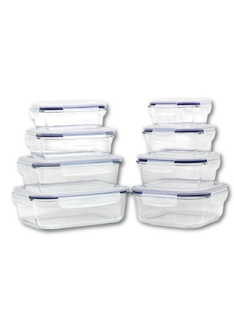 Auroware - Auroware 8 Pack of Glass Containers with Leak Proof Airtight Lid BPA Free Dishwasher Microwave Freezer Safe Food Storage Containers office school Lunch Healthy Safe - Image 1