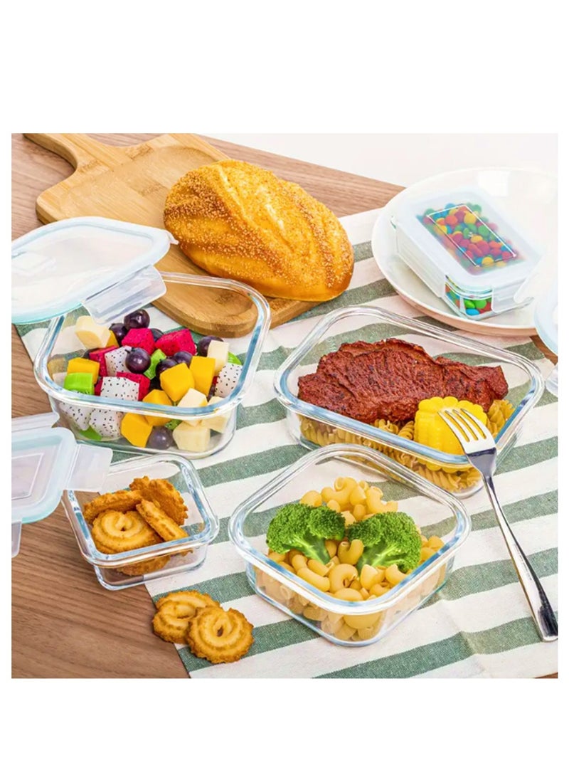Auroware - Auroware 8 Pack of Glass Containers with Leak Proof Airtight Lid BPA Free Dishwasher Microwave Freezer Safe Food Storage Containers office school Lunch Healthy Safe - Image 1