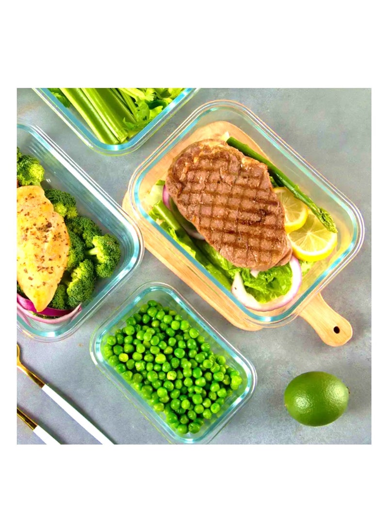 Auroware - Auroware 8 Pack of Glass Containers with Leak Proof Airtight Lid BPA Free Dishwasher Microwave Freezer Safe Food Storage Containers office school Lunch Healthy Safe - Image 1