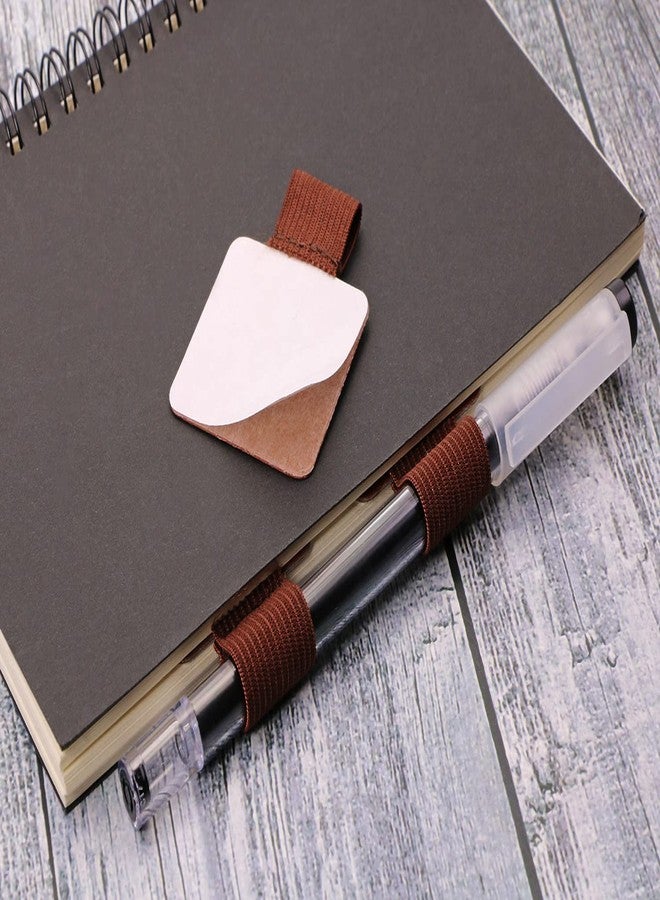 Mini Skater 3 Pcs Self-adhesive Leather Pencil Elastic Loop, Square PU Leather Pen Clip, Pen Holder for Notebooks, Journals, Clipboards, Calendars, Pens Loop Holders Creative Accessories (Red-brown) - Image 2