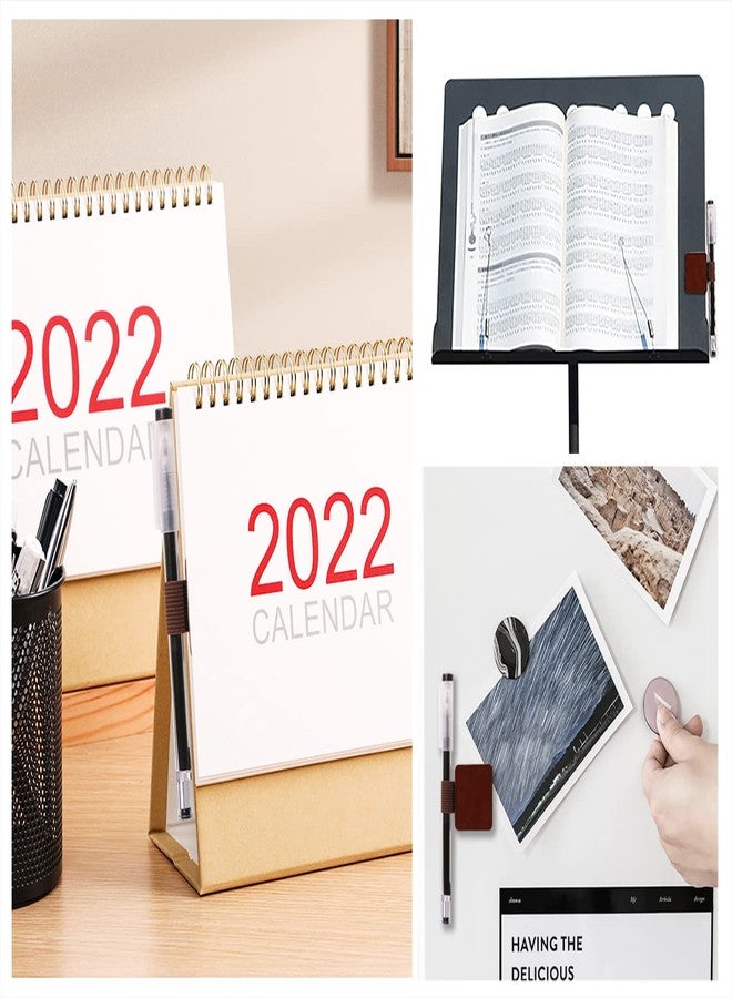 Mini Skater 3 Pcs Self-adhesive Leather Pencil Elastic Loop, Square PU Leather Pen Clip, Pen Holder for Notebooks, Journals, Clipboards, Calendars, Pens Loop Holders Creative Accessories (Red-brown) - Image 5