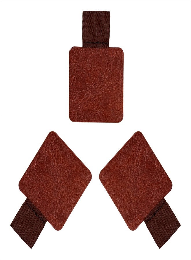 Mini Skater 3 Pcs Self-adhesive Leather Pencil Elastic Loop, Square PU Leather Pen Clip, Pen Holder for Notebooks, Journals, Clipboards, Calendars, Pens Loop Holders Creative Accessories (Red-brown) - Image 1