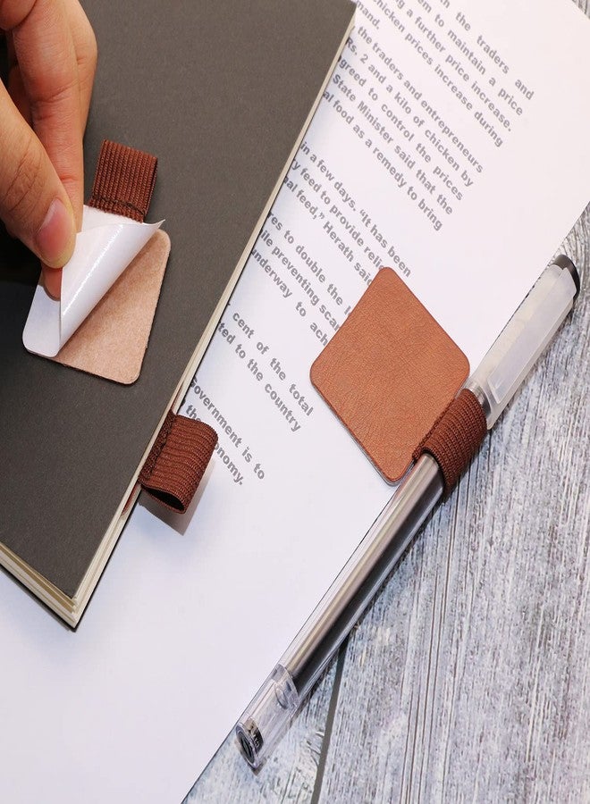 Mini Skater 3 Pcs Self-adhesive Leather Pencil Elastic Loop, Square PU Leather Pen Clip, Pen Holder for Notebooks, Journals, Clipboards, Calendars, Pens Loop Holders Creative Accessories (Red-brown) - Image 4