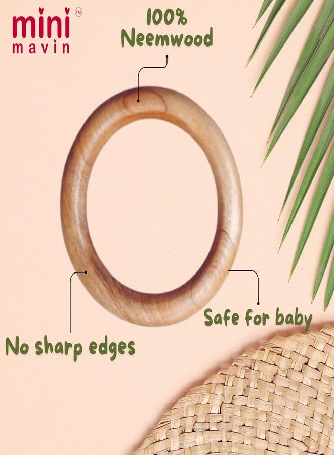 MINI MAVIN Minimavin Neem Wood Teether for Babies (0-12 Months) - Natural Wooden Teething Toy & Rattle | BPA Free Gum Relief & Easy Grip | Safe Baby Toys for Infants 3-6 to 6-12 Months(Bunny+CAR+Ring_Set of 3) - Image 4