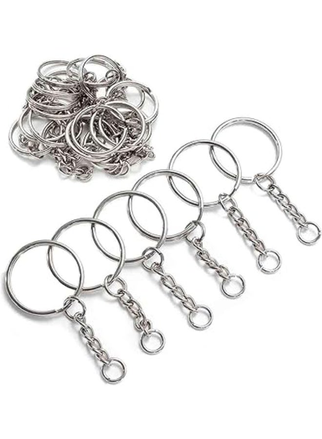 SUNSAR Keychain Ring Set, Splits Key Ring Hoops with Chain + Jump Rings, for DIY Craft Tassels Resin Art Jewellery Making - Image 1