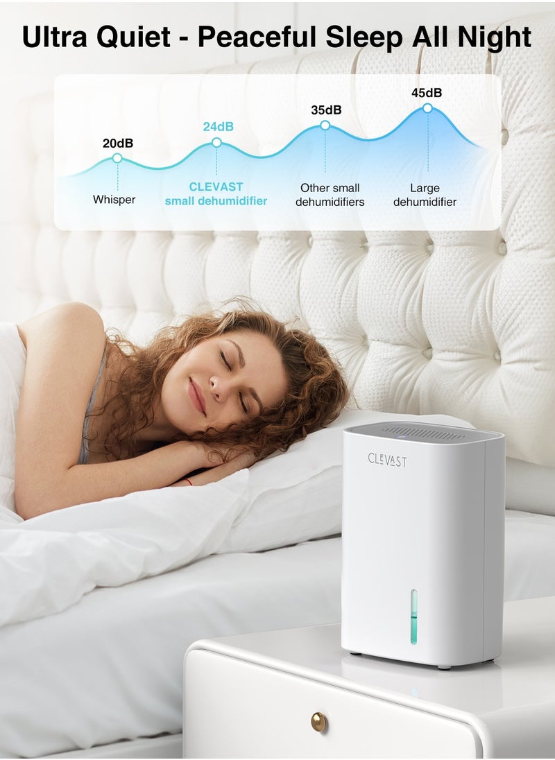 CLEVAST CLEVAST Small Dehumidifier for Home, 800ml Mini Quiet Dehumidifiers for Bedroom, Portable Compact Air Dehumidifier for Room, Bathroom, Closet, RV, Camper, House with Auto Shut Off  - Image 4