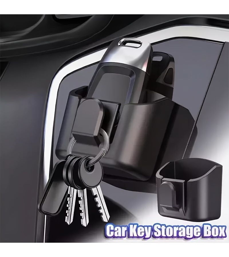 Black Reusable Non-Slip Dashboard Key Storage Box Car Organizer - Image 1