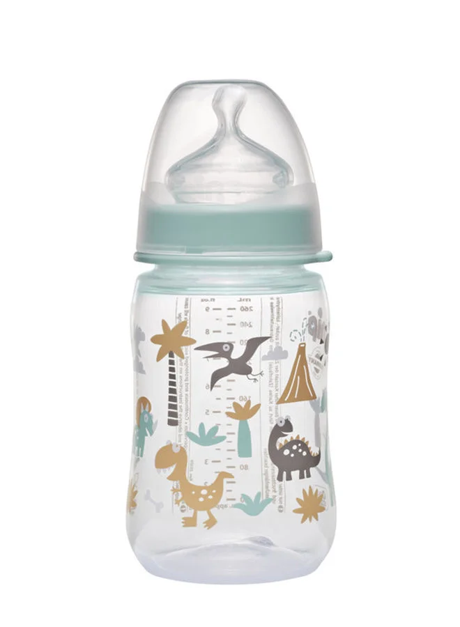 نيب Wide-Neck Bottle Teat-M Silicone Green Dino, 0m+ 260ml