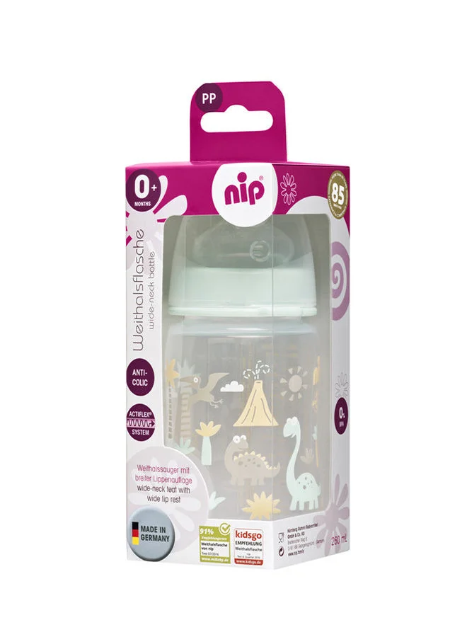 نيب Wide-Neck Bottle Teat-M Silicone Green Dino, 0m+ 260ml